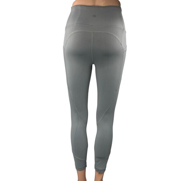 Lululemon Gray Mesh Pocket Yoga Workout Running Athletic Leggings Pants Size 2 - Picture 3 of 5